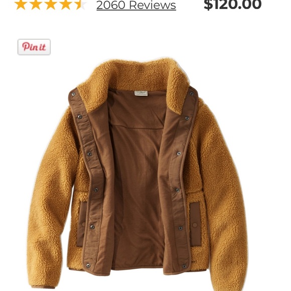 L.L. Bean’s Sherpa Fleece Jacket in Antique Gold - Picture 3 of 6